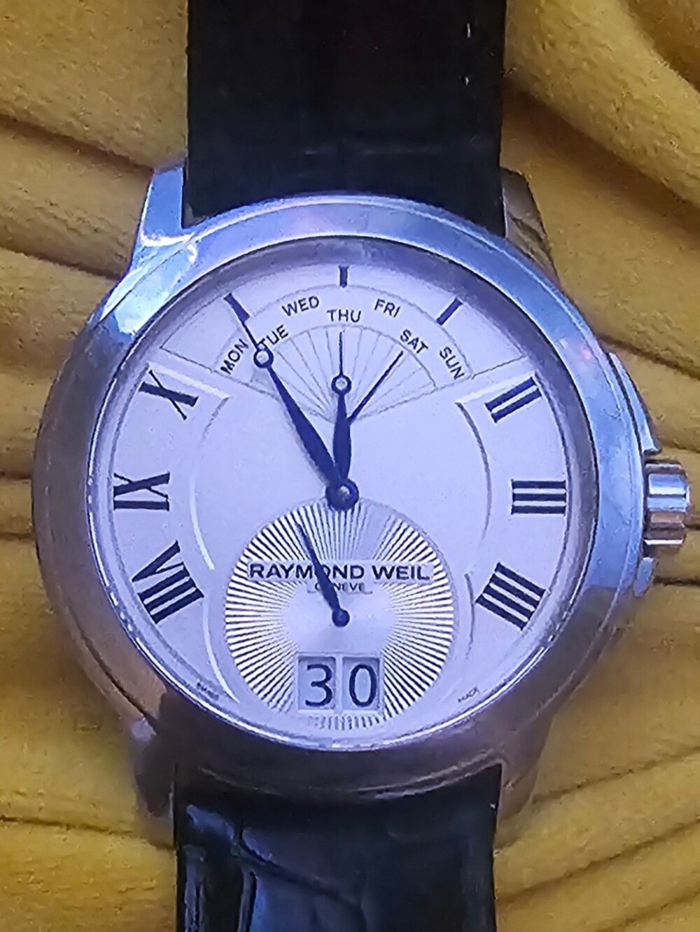 Raymond Weil Silver Dial Watch with Black Leather Strap - Picture 4 of 16